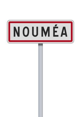 Metalik direkte Noumea (Fransa) giriş yolu işaretinin vektör illüstrasyonu