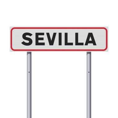 Metalik direkler üzerindeki Sevilla şehrinin (İspanyolca Sevilla) vektör illüstrasyonu