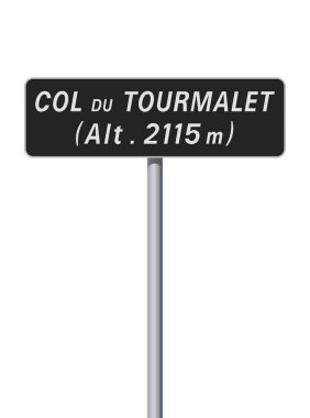 Metalik direkteki Col du Tourmalet yol tabelasının vektör çizimi