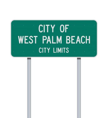 Batı Palm Beach 'in (Florida) metalik direklerdeki yeşil yol işaretinin vektör illüstrasyonu