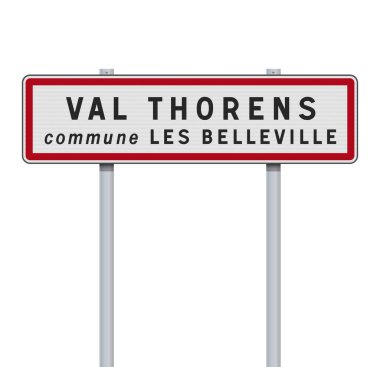 Metalik direkler üzerindeki Val Thorens kayak merkezinin (Les Belleville Komünü) vektör illüstrasyonu