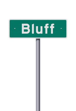 Metalik direğin üzerindeki yeşil yol tabelası Bluff (Utah) şehrinin vektör illüstrasyonu