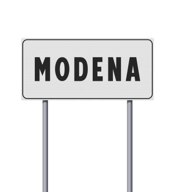 Metalik kutuplardaki Modena şehrinin giriş tabelalarının vektör çizimi