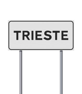 Metalik kutuplardaki Trieste şehrinin giriş tabelalarının vektör çizimi