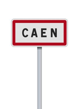 Metalik direkteki Caen şehrinin giriş tabelasının vektör çizimi