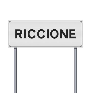 Metalik kutuplarda Riccione şehrinin giriş tabelalarının vektör çizimi