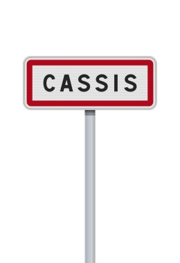 Metalik direkte Cassis şehrinin giriş tabelalarının vektör illüstrasyonu