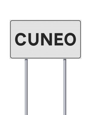 Metalik kutuplarda Cuneo şehrinin giriş tabelalarının vektör çizimi