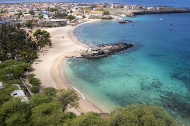 Tarrafal Beach Santiago Adası Cape Verde - Cabo Verde havadan görünümü