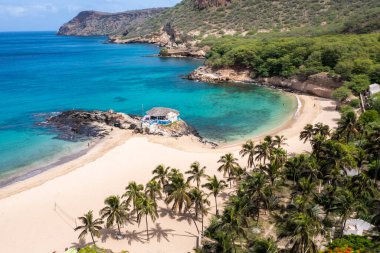 Tarrafal Beach Santiago Adası Cape Verde - Cabo Verde havadan görünümü