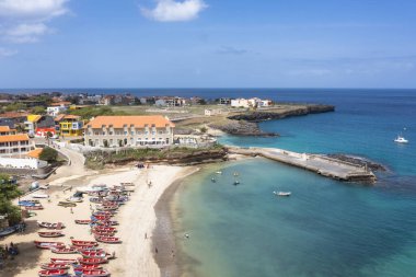 Tarrafal Beach Santiago Adası Cape Verde - Cabo Verde havadan görünümü