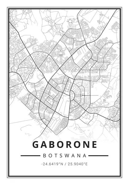 Street map art of Gaborone city in Botswana - Africa