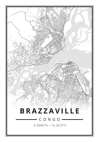 Miejska Mapa Miasta Brazzaville Kongo Afryka — Zdjęcie stockowe
