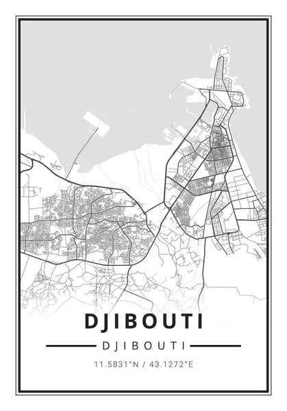Stadskarta Konst Djibouti Stad Djibouti Afrika — Stockfoto