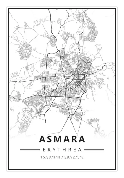 Stratenkaart Kunst Van Asmara Stad Erythrea Afrika — Stockfoto