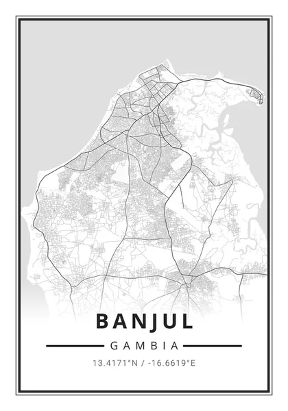 Οδικός Χάρτης Της Πόλης Banjul Στην Γκάμπια Αφρική — Φωτογραφία Αρχείου