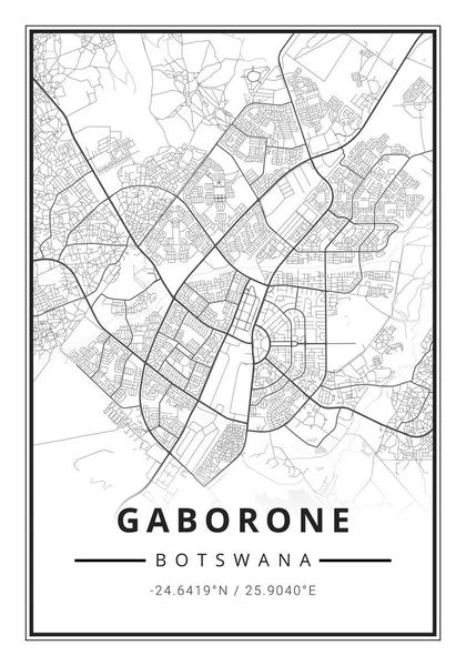 Street Map Art Gaborone City Botswana Αφρική Royalty Free Εικόνες Αρχείου