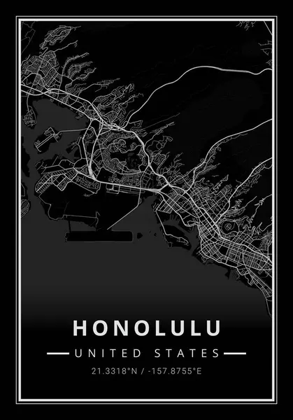 Street Map Kunst Van Honolulu Stad Verenigde Staten Van Amerika — Stockfoto