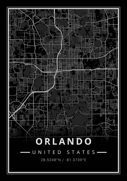 Street map art of Orlando city in USA - United States of America - America