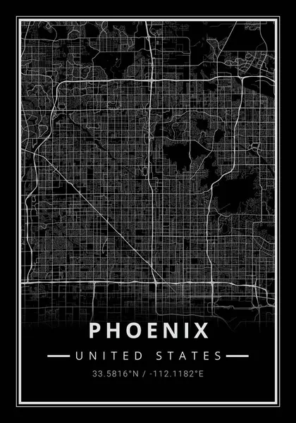 Street Map Kunst Van Phoenix Stad Verenigde Staten Van Amerika — Stockfoto