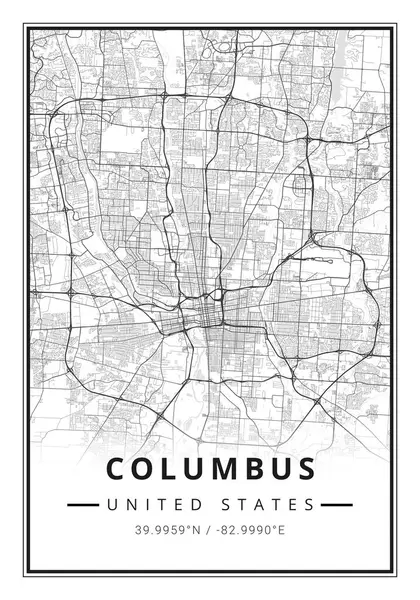 Street Map Art Columbus City Usa Ηνωμένες Πολιτείες Αμερικής Αμερική Φωτογραφία Αρχείου