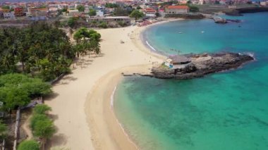 Tarrafal Beach Santiago Adası Cape Verde - Cabo Verde havadan görünümü