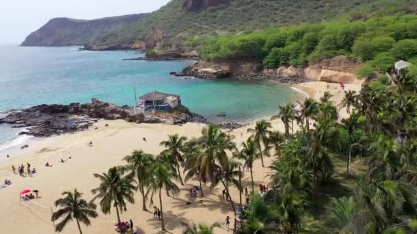 Luftaufnahme Vom Tarrafal Strand Auf Der Insel Santiago Kapverde Cabo — Stockvideo