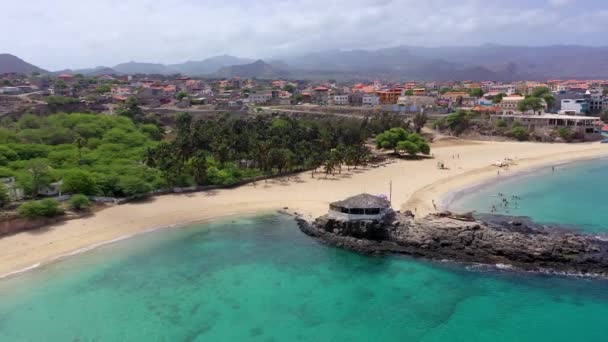 Vista Aérea Playa Tarrafal Isla Santiago Cabo Verde Cabo Verde — Vídeos de Stock
