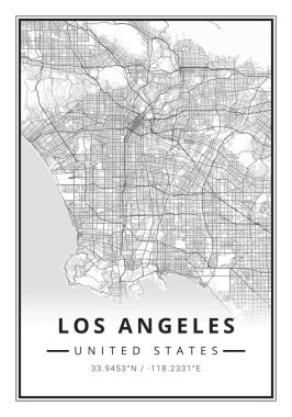 Los Angeles şehrinin sokak haritası - Amerika Birleşik Devletleri - Amerika