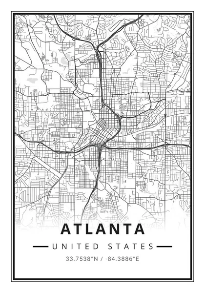 Вулична Карта Міста Атланта Сша Сполучені Штати Америки Америка Стокове Фото