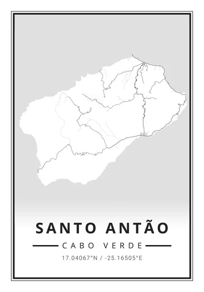 Карта Вулиць Острова Санто Антао Кабо Верде Африка Ліцензійні Стокові Зображення