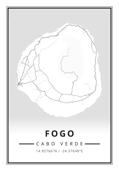 Карта Вулиць Острова Фого Кабо Верде Африка Ліцензійні Стокові Фото