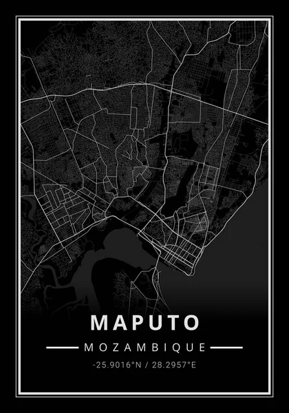 Street map art of Maputo city in Mozambique - Africa