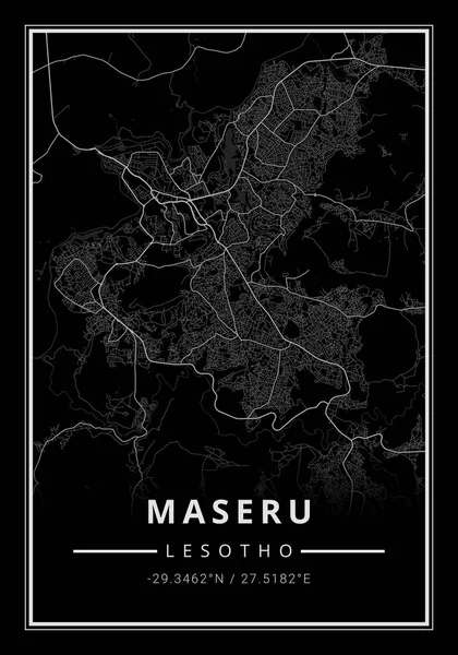 莱索托 非洲马塞卢市街道地图艺术 — 图库照片