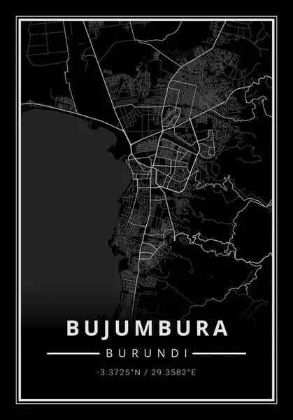 Street map art of Bujumbura city in Burundi - Africa