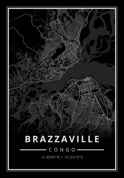 Stratenkaart Kunst Van Brazzaville Stad Congo Afrika Stockfoto