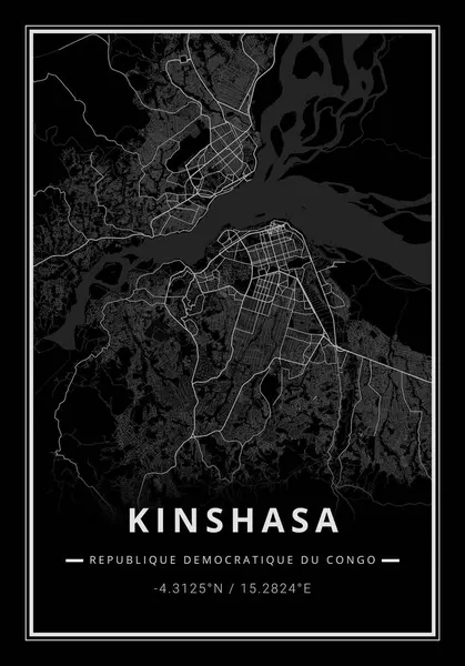 コンゴのキンシャサ市の通り地図アート Rdc アフリカ ストック画像