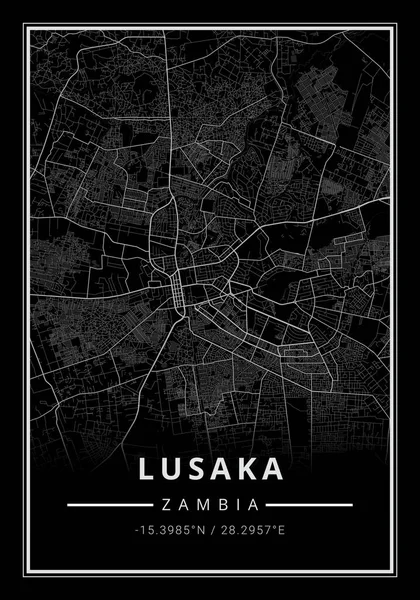 Stratenkaart Kunst Van Lusaka Stad Zambia Afrika Stockfoto