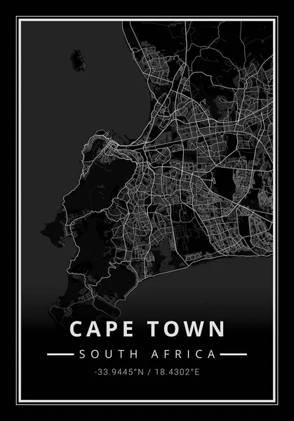 Street Map Art Cape Town City South Africa Αφρική Φωτογραφία Αρχείου