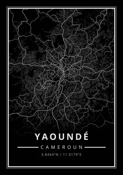 Stratenkaart Kunst Van Yaounde Stad Kameroen Afrika Stockfoto