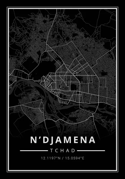 Stadskarta Över Staden Djamena Tchad Afrika Stockbild