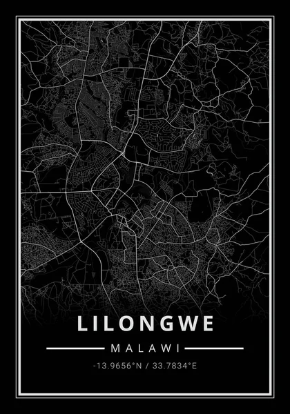 Street Map Art Lilongwe City Malawi Africa Stock Photo