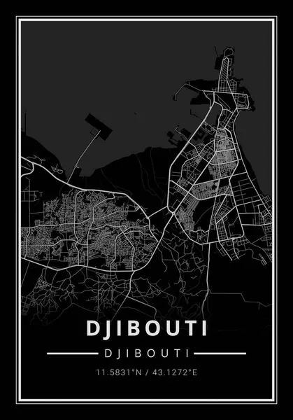 Mapa Ruas Arte Cidade Djibuti Djibuti África Imagem De Stock