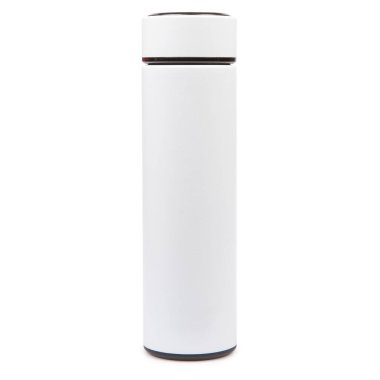 Termos flask for hot and cold drinks, isolated on white.