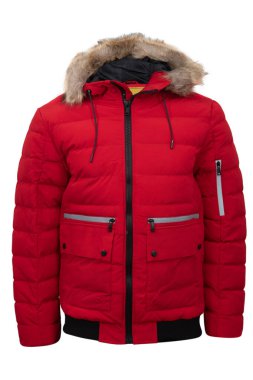 Mens  down lined winter parka isolated on white