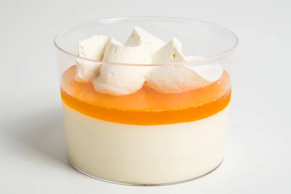 Crème Fouetter Mousse Froide Avec Confiture Fruits — Photo