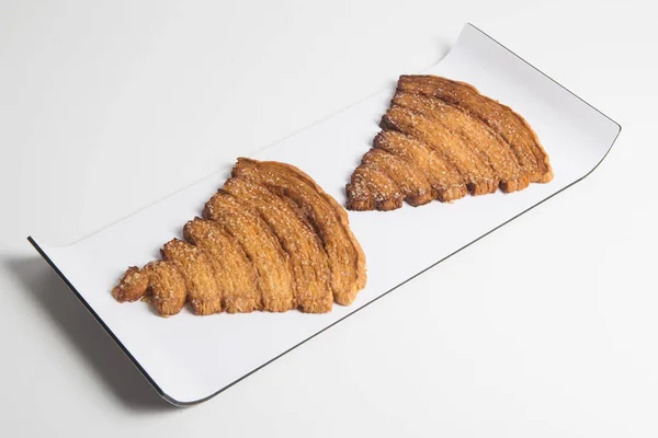 现代甜饼干叫棕榈 背景是白色的 — 图库照片