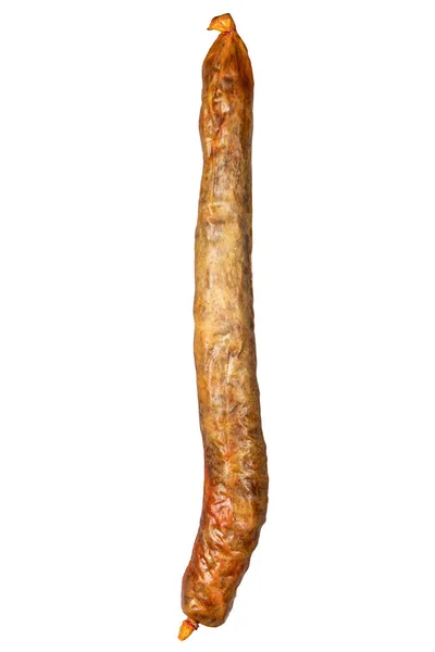 Spaanse Traditionele Chorizo Geïsoleerd Witte Achtergrond — Stockfoto