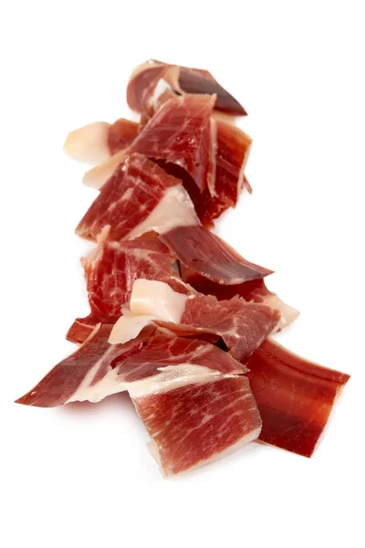 Gezouten Vlees Ham Jamon Plak Geïsoleerd Wit — Stockfoto