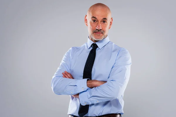Shot Mid Aged Professional Man Wearing Shirt Tie Standing Isolated — Stock Photo, Image